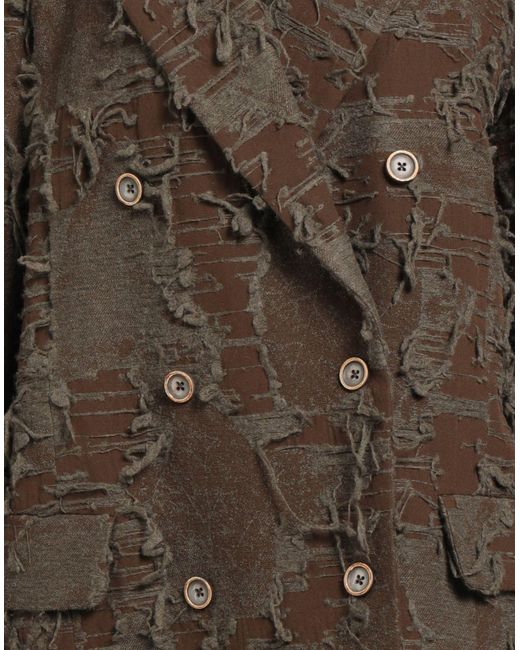 Uma Wang Brown Khaki Coat Virgin Wool, Wool, Cotton, Polyamide