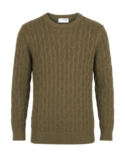 SELECTED Green Sweater Cotton for men