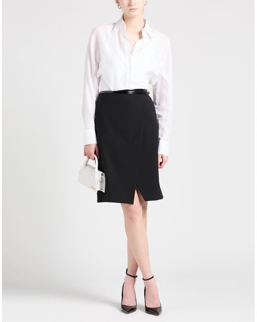 Philosophy Di Lorenzo Serafini Black Midi Skirt Polyester, Virgin Wool, Elastane, Polyurethane Resin