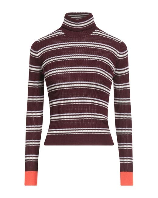 Roberto Collina Red Burgundy Turtleneck Wool