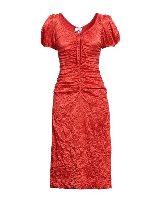 Ganni Red Midi Dress