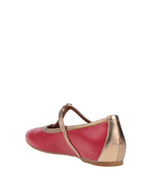 Divine Follie Red Ballet Flats Leather