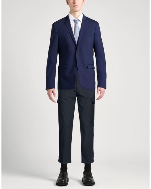 BE ABLE Blue Pants Wool, Polyester, Elastane for men