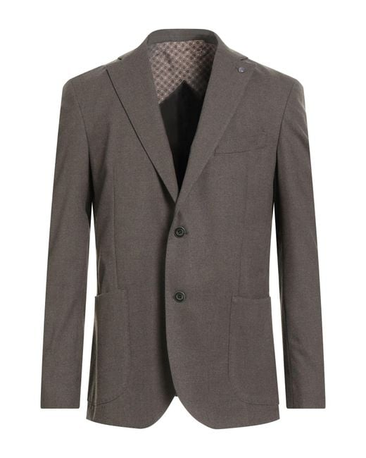 Barbati Gray Dark Blazer Polyester, Viscose, Elastane for men