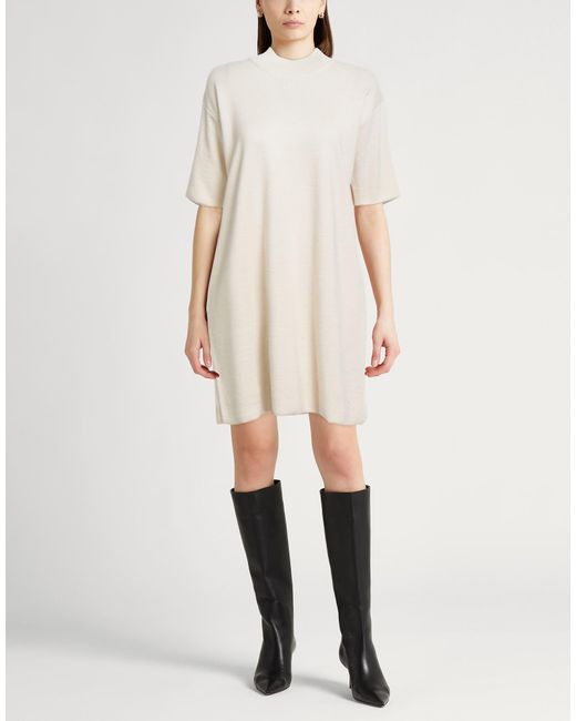 Roberto Collina White Ivory Mini Dress Merino Wool