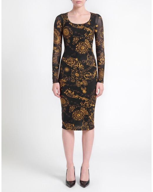 Versace Jeans Couture Black Midi Dress Viscose, Elastane