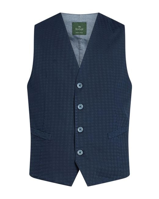 Barbati Blue Tailored Vest Cotton, Elastane for men