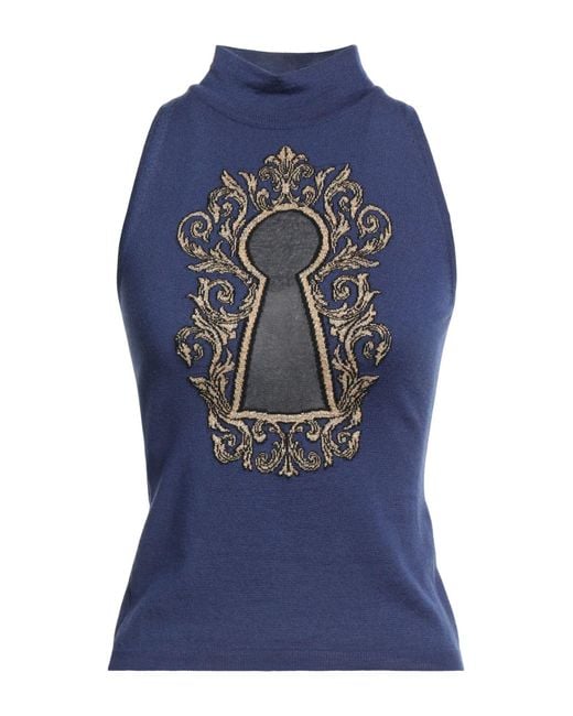 Moschino Blue Couture Turtleneck Virgin Wool, Polyester, Polyamide, Viscose