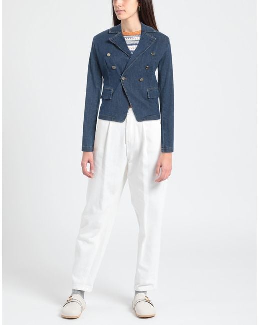 Liu Jo Blue Denim Outerwear Cotton, Polyester, Elastane