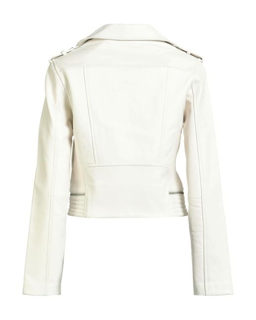 Maje White Ivory Jacket Lambskin