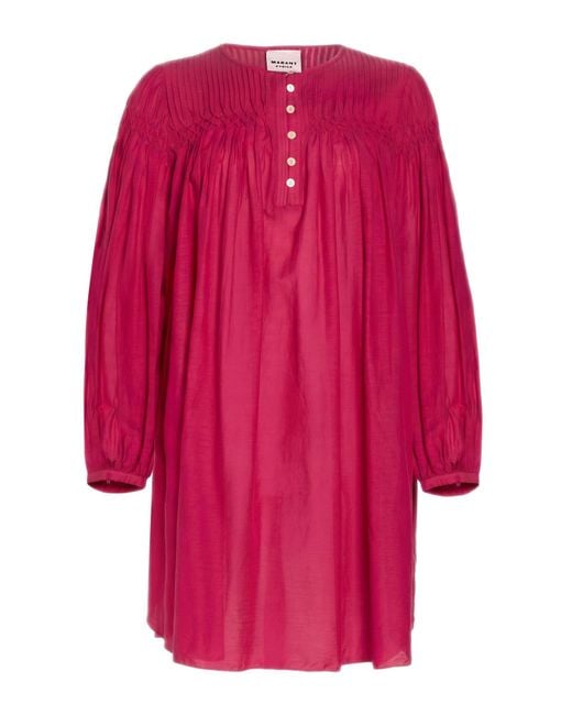 Isabel Marant Pink Mini Dress Cotton, Viscose