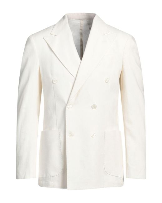 TELA-N° White Ivory Blazer Cotton, Linen for men