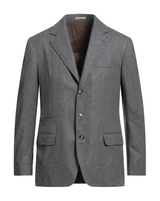 Brunello Cucinelli Gray Blazer Wool, Silk, Cashmere for men