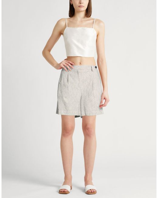 Massimo Alba Gray Shorts & Bermuda Shorts Cotton, Linen, Elastane