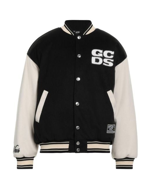 Gcds Black Two-Tone Logo-Patch Bomber Jacket for men