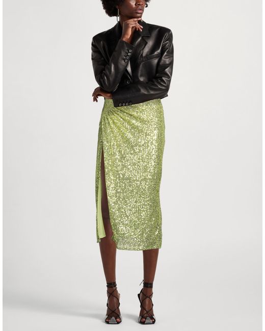 Pinko Green Midi Skirt Polyester, Elastomultiester