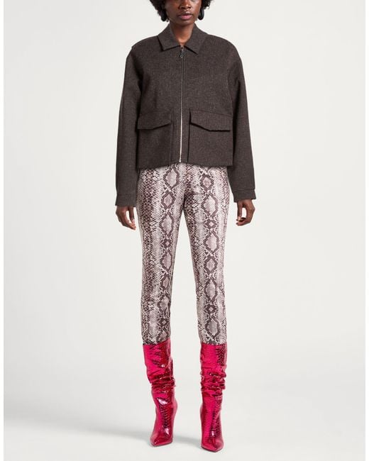 Patrizia Pepe Brown Dark Jacket Polyester, Viscose, Elastane