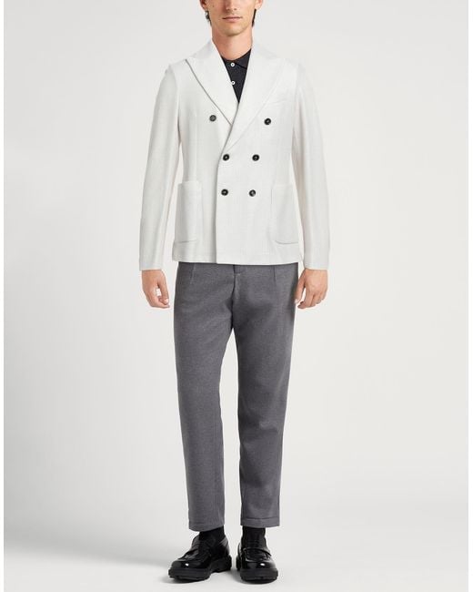 Circolo 1901 White Linen Double-Breasted Blazer for men