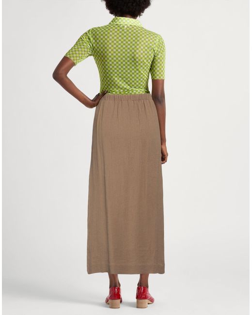 Alysi Brown Khaki Maxi Skirt Lyocell, Linen, Viscose, Polyester, Polyamide