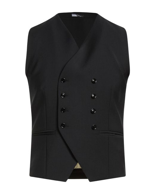 Daniele Alessandrini Black Tailored Vest Wool, Polyester, Elastane for men