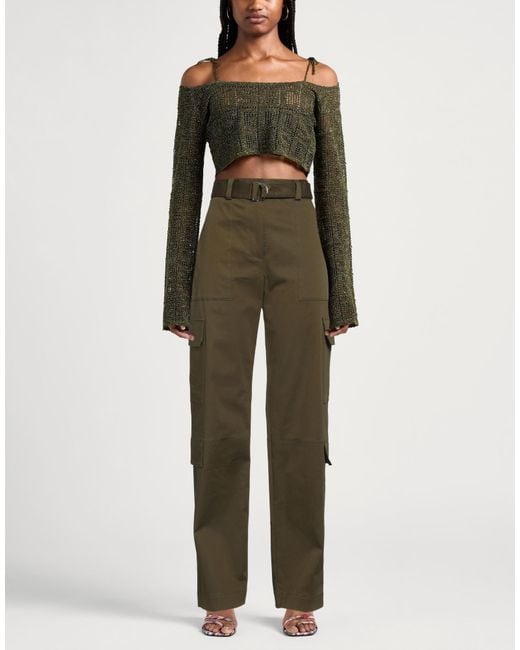 MSGM Green Pants Cotton, Elastane