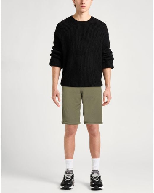 Alpha Studio Green Military Shorts & Bermuda Shorts Cotton for men