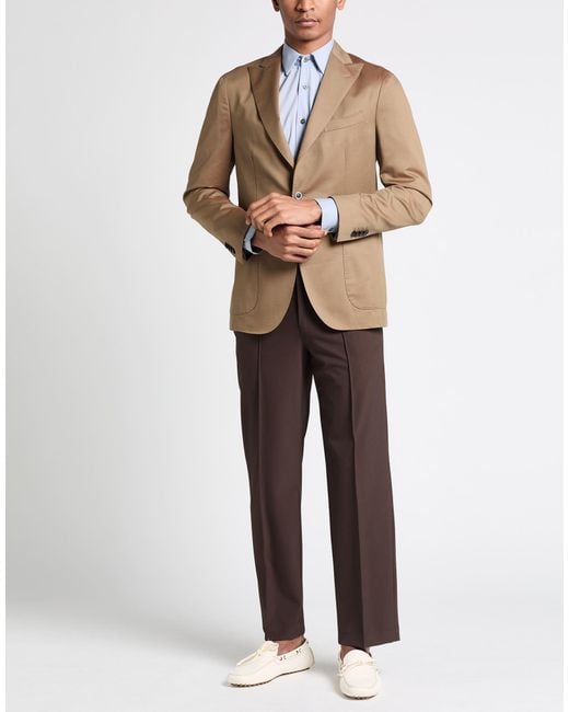 Boglioli Brown Camel Blazer Wool, Cotton for men