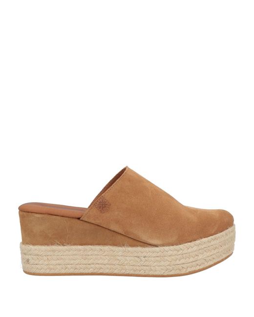 POPA Brown Camel Mules & Clogs Leather