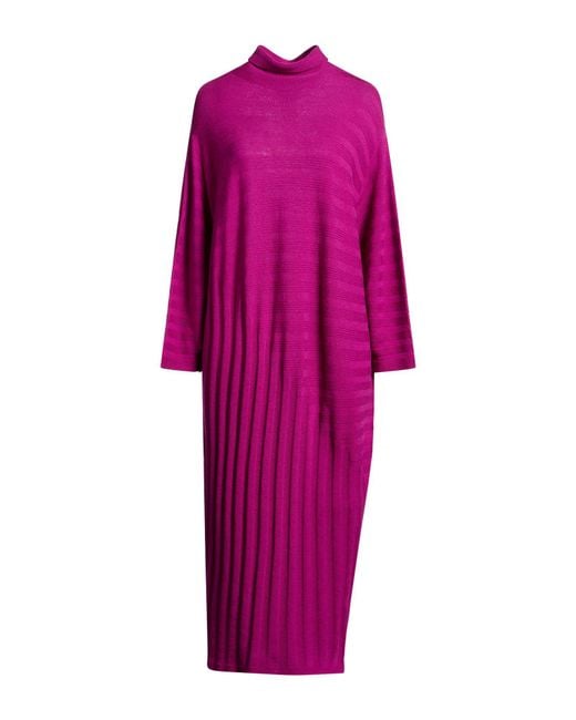 Marina Rinaldi Pink Mauve Midi Dress Virgin Wool