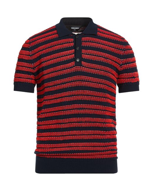 DSquared² Red Polo Shirt Cotton, Viscose, Polyester for men