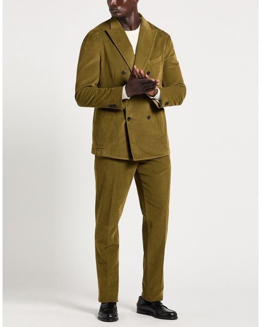 Boglioli Green Military Suit Cotton, Modal, Elastane for men