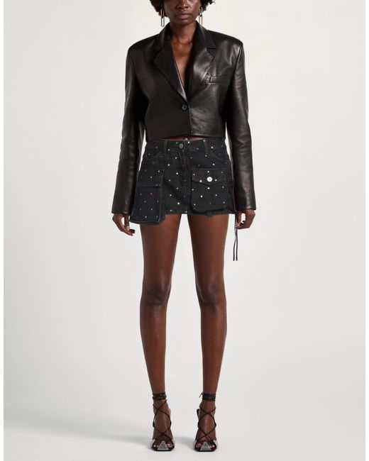 The Attico Black Denim Skirt Cotton, Glass