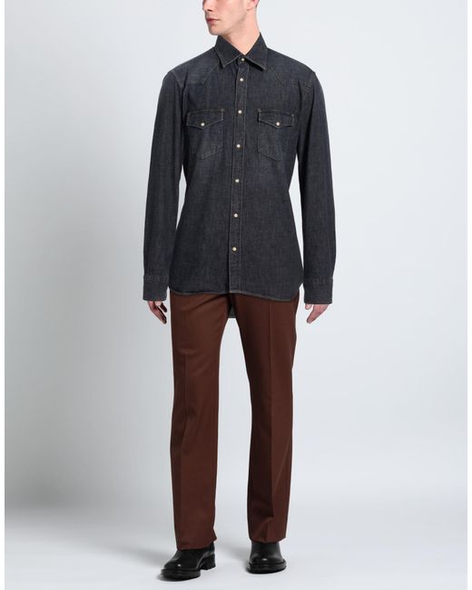 Tintoria Mattei 954 Blue Denim Shirt Cotton for men