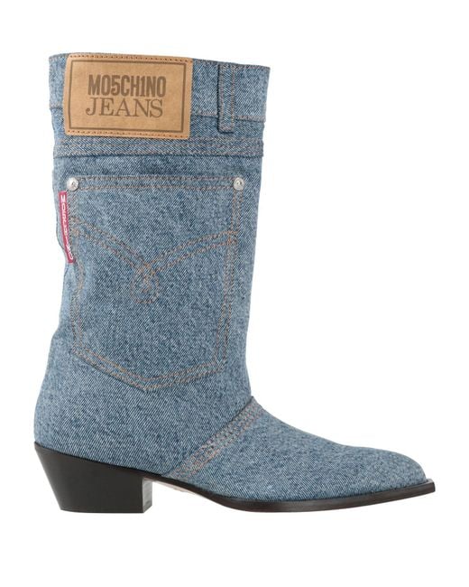Moschino Blue Boot Textile Fibers