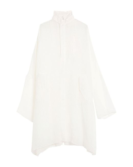 Maison Margiela White Overcoat & Trench Coat Polyester, Silk