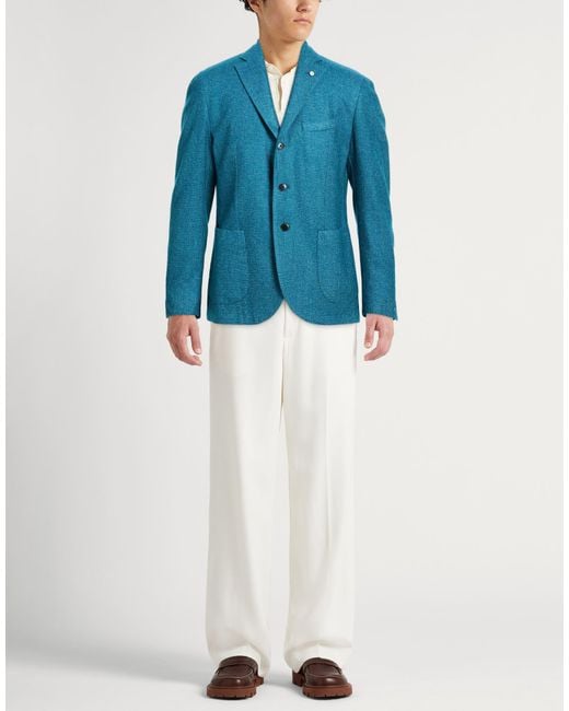 L.b.m. 1911 Blue Blazer Wool, Polyamide, Cotton, Polyester for men