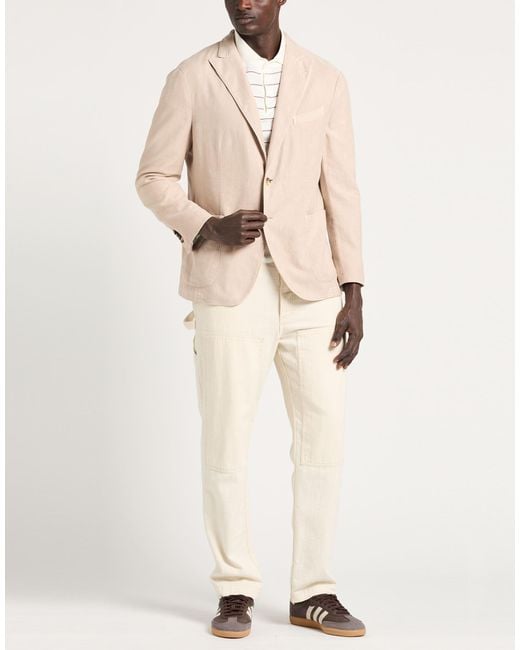 Boglioli Natural Camel Blazer Linen, Cotton, Elastane for men