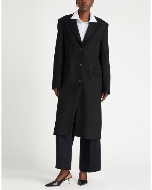 Acne Black Coat Alpaca Wool, Nylon, Wool, Polyurethane