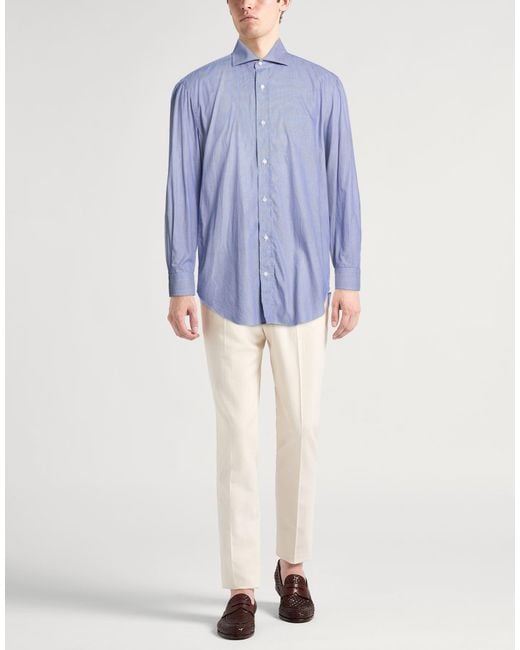 Barba Napoli Blue Shirt Cotton for men
