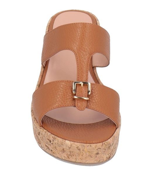 Pollini Brown Pebbled Leather Wedge Clogs