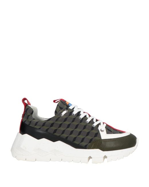 Pierre Hardy Black Military Sneakers Calfskin, Textile Fibers for men