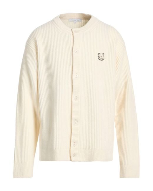 Maison Kitsuné Natural Cream Cardigan Wool for men