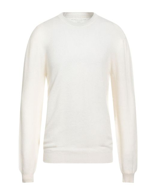 Majestic Filatures White Sweater Cashmere for men