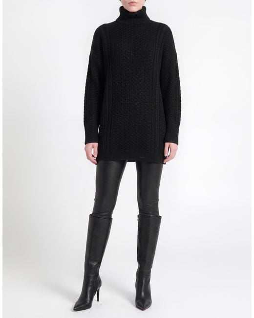 Fabiana Filippi Black Mini Dress Virgin Wool, Viscose, Silk, Cashmere, Polyester