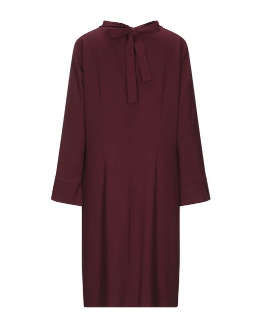 SEVENTY SERGIO TEGON Red Burgundy Mini Dress Polyester, Viscose, Elastane