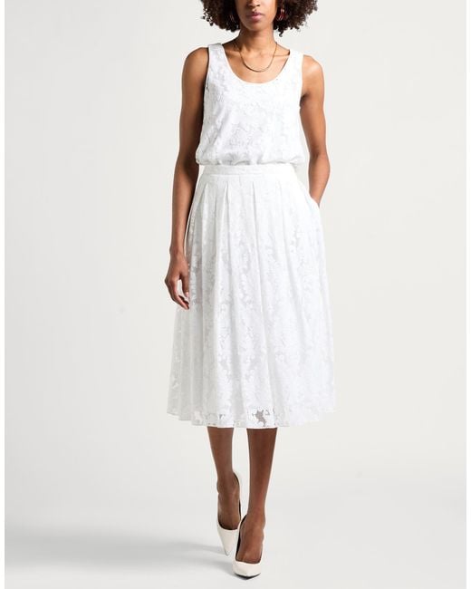 Max Mara White Midi Skirt Cotton, Polyamide