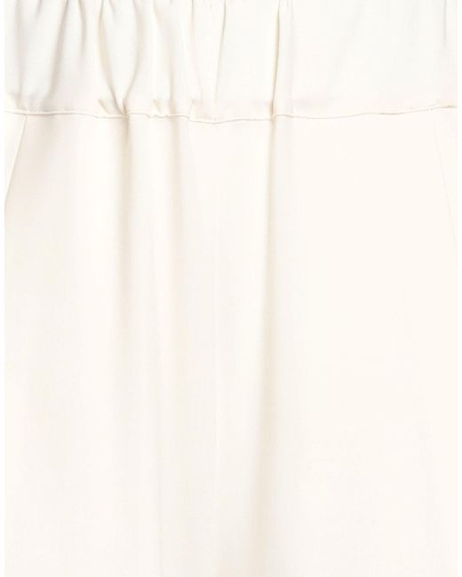 Semicouture Natural Ivory Pants Polyester, Virgin Wool, Elastane