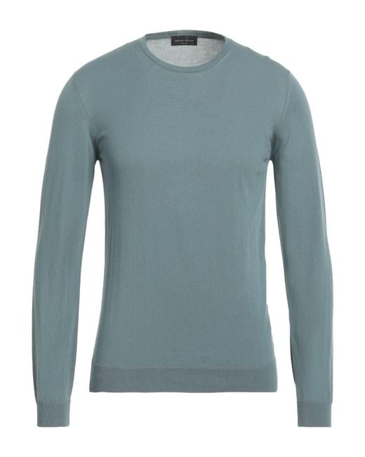 Roberto Collina Blue Slate Sweater Cotton for men