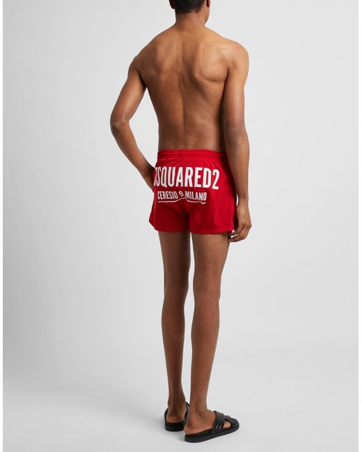 DSquared² Red Swim Trunks for men