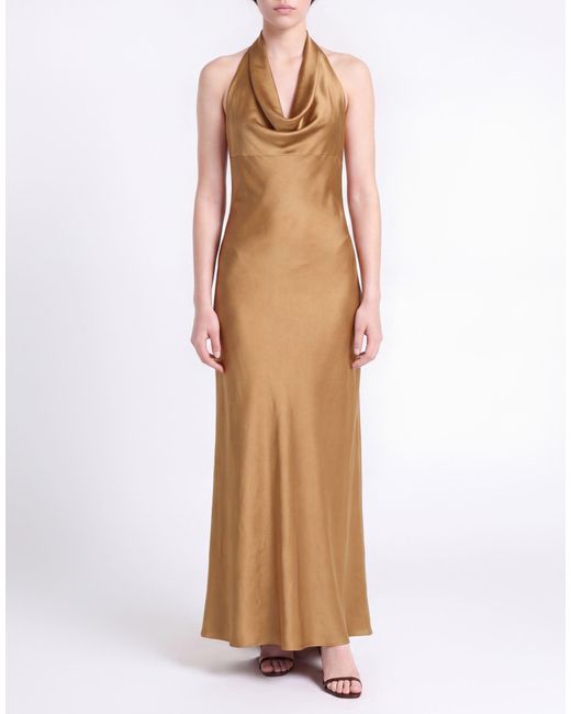 BLUE BROTHERS Natural Camel Maxi Dress Polyester